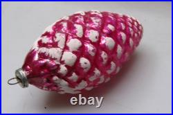 Lot Vintage Blown Glass SNOW Embossed PINECONE Christmas Ornaments Japan