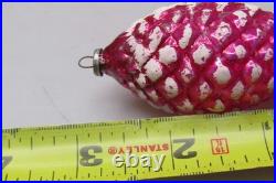 Lot Vintage Blown Glass SNOW Embossed PINECONE Christmas Ornaments Japan Lot Vintage Blown Glass SNOW Embossed PINECONE Christmas Ornaments Japan