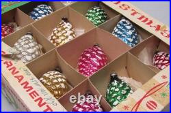 Lot Vintage Blown Glass SNOW Embossed PINECONE Christmas Ornaments Japan Lot Vintage Blown Glass SNOW Embossed PINECONE Christmas Ornaments Japan