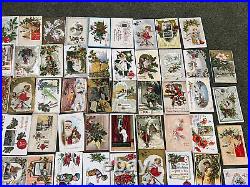 Lot of 105 Christmas Tree Santa Holiday 1907-1920 Vintage Divided Back Postcards