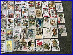 Lot of 105 Christmas Tree Santa Holiday 1907-1920 Vintage Divided Back Postcards