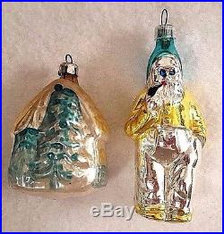 Lot of 12 Antique &Vtg Merc Glass & Unsilvered Small Feather Tree Xmas Ornaments