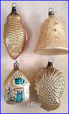 Lot of 12 Antique &Vtg Merc Glass & Unsilvered Small Feather Tree Xmas Ornaments