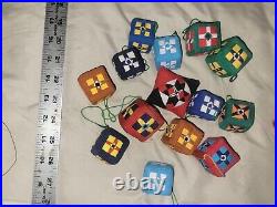 Lot of 14 Rare Vintage Fabric Present Christmas Tree Ornaments c/a 1970's