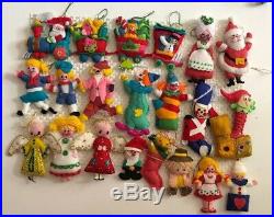 Lot of 21 Vintage Fabric Christmas Tree ORNAMENTS Hand Made Collection