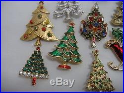 Lot of 24 Vintage Christmas Tree Brooches Pins Weiss Warner Hedy