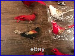 Lot of 26 Vintage Clip-On Bird Feather Tree Christmas Ornaments 2 NOS. FREE SHIP