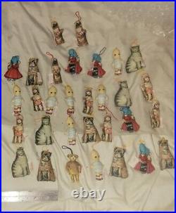 Lot of 31 Rare Vintage Fabric Christmas Tree Ornaments c/a 1970's
