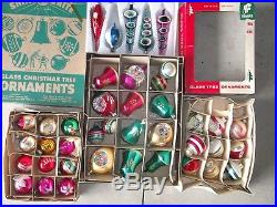 Lot of 40 Vintage Glass Christmas Tree Ornaments Indents, Mica, Shiny Brite, Etc