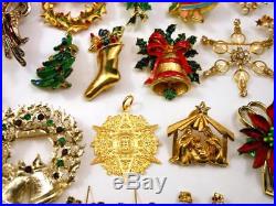 Lot of 51 Vintage Christmas Tree Rhinestone Jewelry Avon Mylu Eisenberg Ice ART