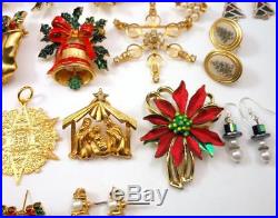 Lot of 51 Vintage Christmas Tree Rhinestone Jewelry Avon Mylu Eisenberg Ice ART