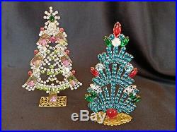 Lot of 6 Czech 30s Art Deco Vintage Rhinestone Free Standing Christmas Trees #2