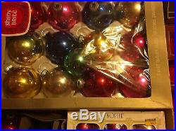 Lot of 84 Vintage Glass Christmas Tree Ornaments. Glass Shiny Brite, Poland, USA