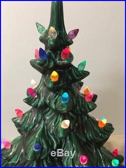 Lovely Vintage Atlantic Molds 16 Green Ceramic Christmas Tree Dimensional Paint