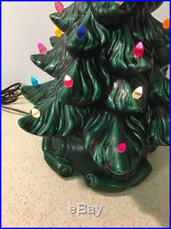 Lovely Vintage Atlantic Molds 16 Green Ceramic Christmas Tree Dimensional Paint