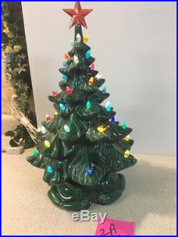 Lovely Vtg Atlantic Molds 16 Green Ceramic Christmas Tree Dimensional Paint 2a