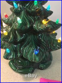 Lovely Vtg Atlantic Molds 16 Green Ceramic Christmas Tree Dimensional Paint 2a