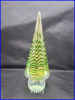 MCM Murano Italian Art Glass 9 Gold & Green Christmas Tree Vtg