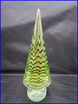 MCM Murano Italian Art Glass 9 Gold & Green Christmas Tree Vtg