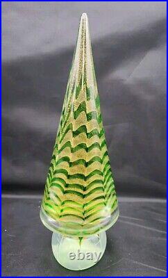 MCM Murano Italian Art Glass 9 Gold & Green Christmas Tree Vtg