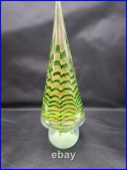 MCM Murano Italian Art Glass 9 Gold & Green Christmas Tree Vtg