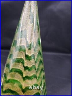 MCM Murano Italian Art Glass 9 Gold & Green Christmas Tree Vtg