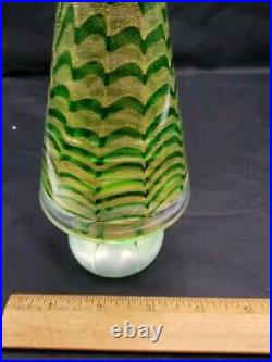 MCM Murano Italian Art Glass 9 Gold & Green Christmas Tree Vtg