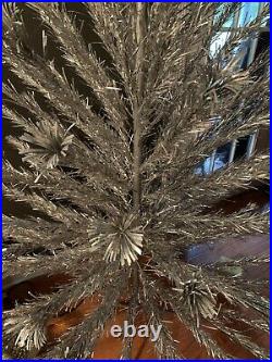 MCM Vintage PomPom Aluminum 6 ft 10 in Christmas Tree 118 branches w Color Wheel
