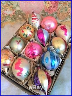 Magnificent Antique Vintage Large Poland Glass Xmas Tree Ornaments Skiers & Tips