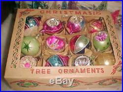 Magnificent Antique Vtg Poland Indent & Japan Diorama Glass Xmas Tree Ornaments