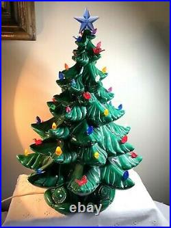 Mid-Century Vintage Atlantic Mold Green Ceramic Lighted Christmas Tree 20 425