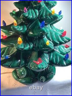 Mid-Century Vintage Atlantic Mold Green Ceramic Lighted Christmas Tree 20 425