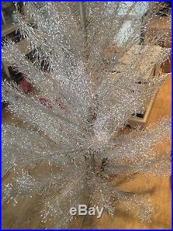 Mid-Century Vintage Silver Aluminum Artificial 7 FT 73 Branches Christmas Tree