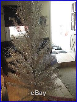 Mid-Century Vintage Silver Aluminum Artificial 7 FT 73 Branches Christmas Tree
