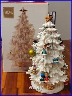 Mikasa Ceramic Cream Holiday Christmas Tree Illuminated with Added Ornaments