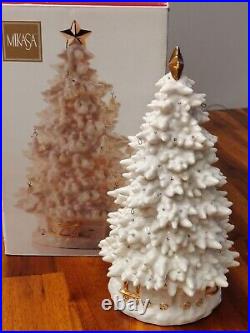 Mikasa Ceramic Cream Holiday Christmas Tree Illuminated with Added Ornaments