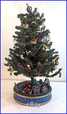Miniature Hallmark Christmas Tree With Vintage Ornaments And Moving Train