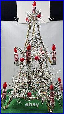 Mirostar Silver Aluminum Christmas Tree Very Rare 26 Inch 9 Lights MCM 1950-1960