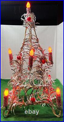 Mirostar Silver Aluminum Christmas Tree Very Rare 26 Inch 9 Lights MCM 1950-1960