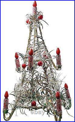 Mirostar Silver Aluminum Christmas Tree Very Rare 26 Inch 9 Lights MCM 1950-1960