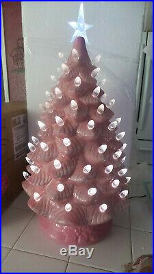 Mr. Christmas 24 Oversized Plug-In Nostalgic Tree, Vintage Pink with Clear lites