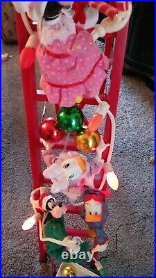 Mr Christmas Mickey's Tree Trimmers Vintage 1993 6 Animated Figures On Ladder