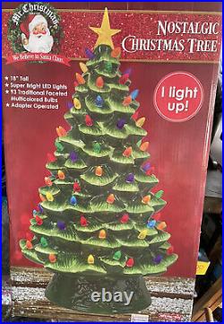 Mr. Christmas Nostalgic Vintage Inspired Ceramic LED Tree 93 Light Up Bulbs 18