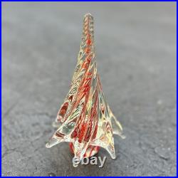Murano Art Glass Christmas Tree Red Clear Swirl Vintage Figurine 8.5