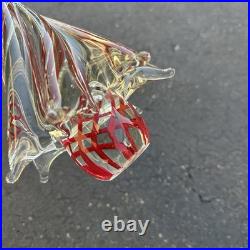 Murano Art Glass Christmas Tree Red Clear Swirl Vintage Figurine 8.5