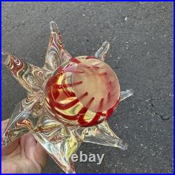 Murano Art Glass Christmas Tree Red Clear Swirl Vintage Figurine 8.5