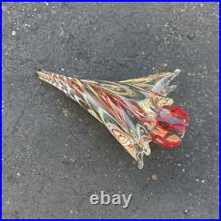 Murano Art Glass Christmas Tree Red Clear Swirl Vintage Figurine 8.5