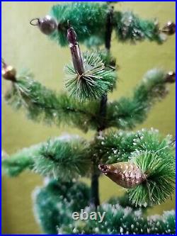Musical Bottle Brush Rotating Christmas Tree Flocked Mercury Glass Japan 18 VTG