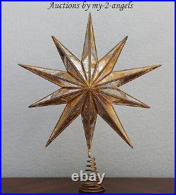 NEW RARE Pottery Barn GOLD MIRRORED STAR CHRISTMAS TREE TOPPER vintage antiqued