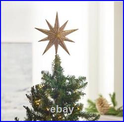 NEW RARE Pottery Barn GOLD MIRRORED STAR CHRISTMAS TREE TOPPER vintage antiqued